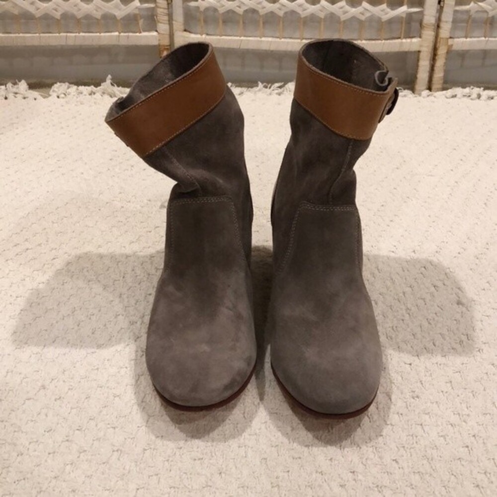 Sebago Handcrafted Leather Suede Nell Ankle Heeled Booties Size 10M - Picture 2 of 6